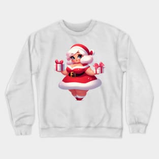 Curvy Mrs. Claus Illustration Crewneck Sweatshirt